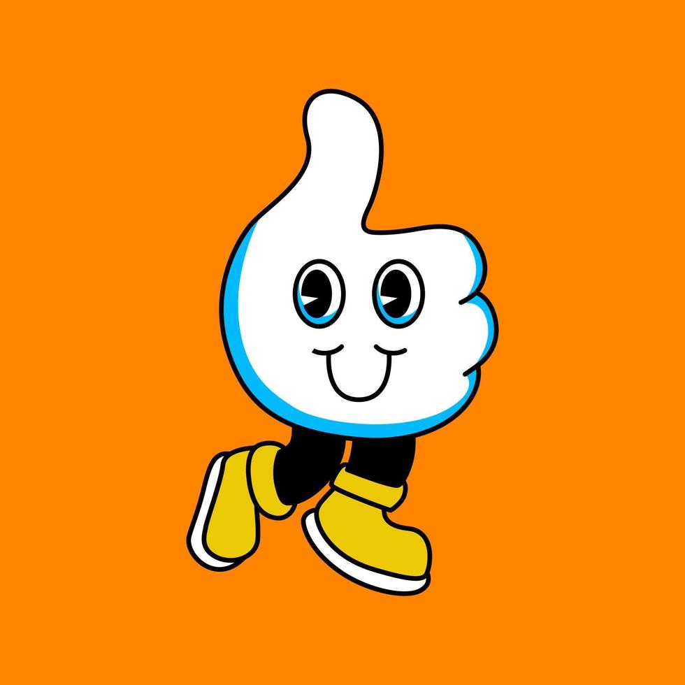 Hand drawn Thumbs up cartoon character. Like illustration vector