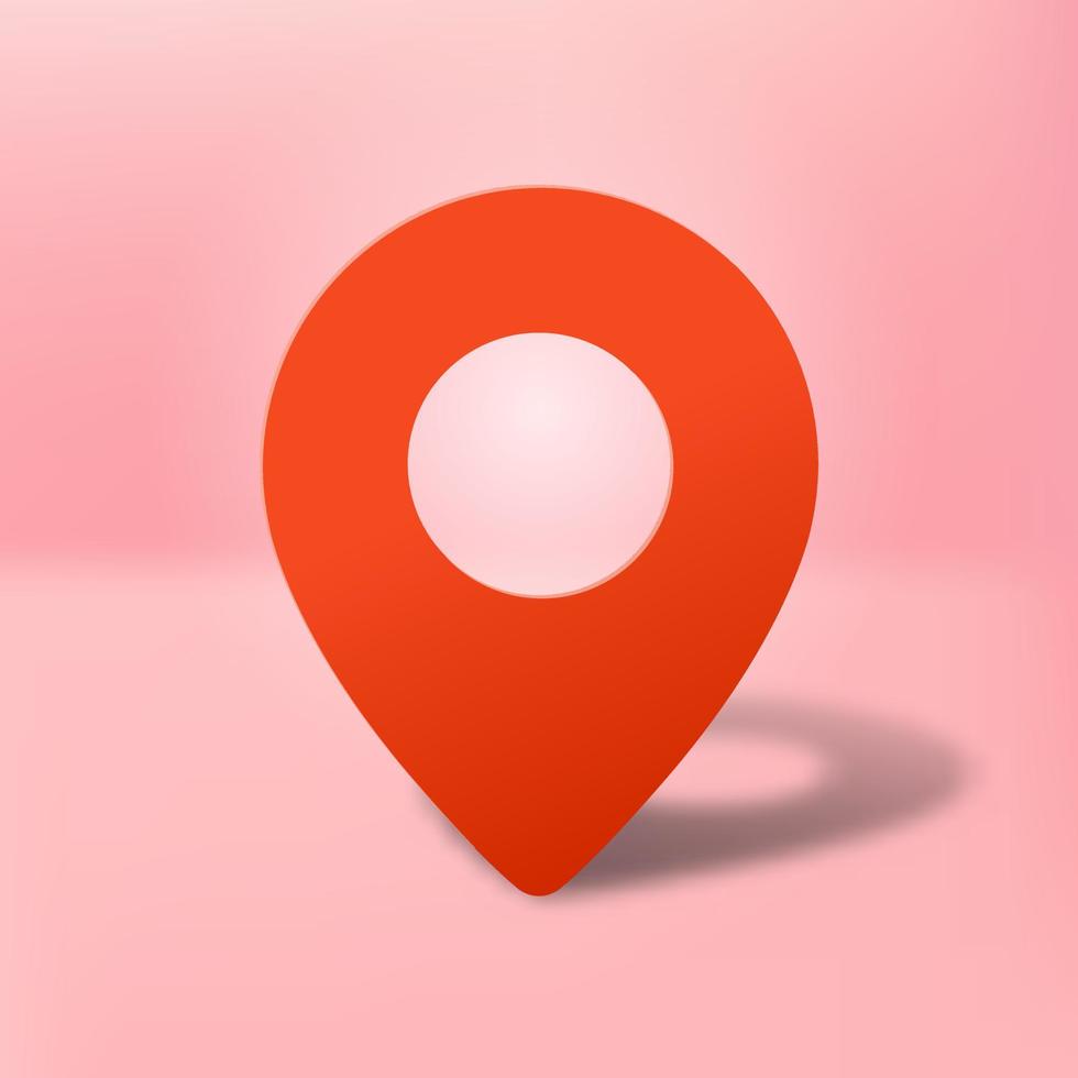 realistic map pin pointer icon. red address and location symbol. paper cut style vector