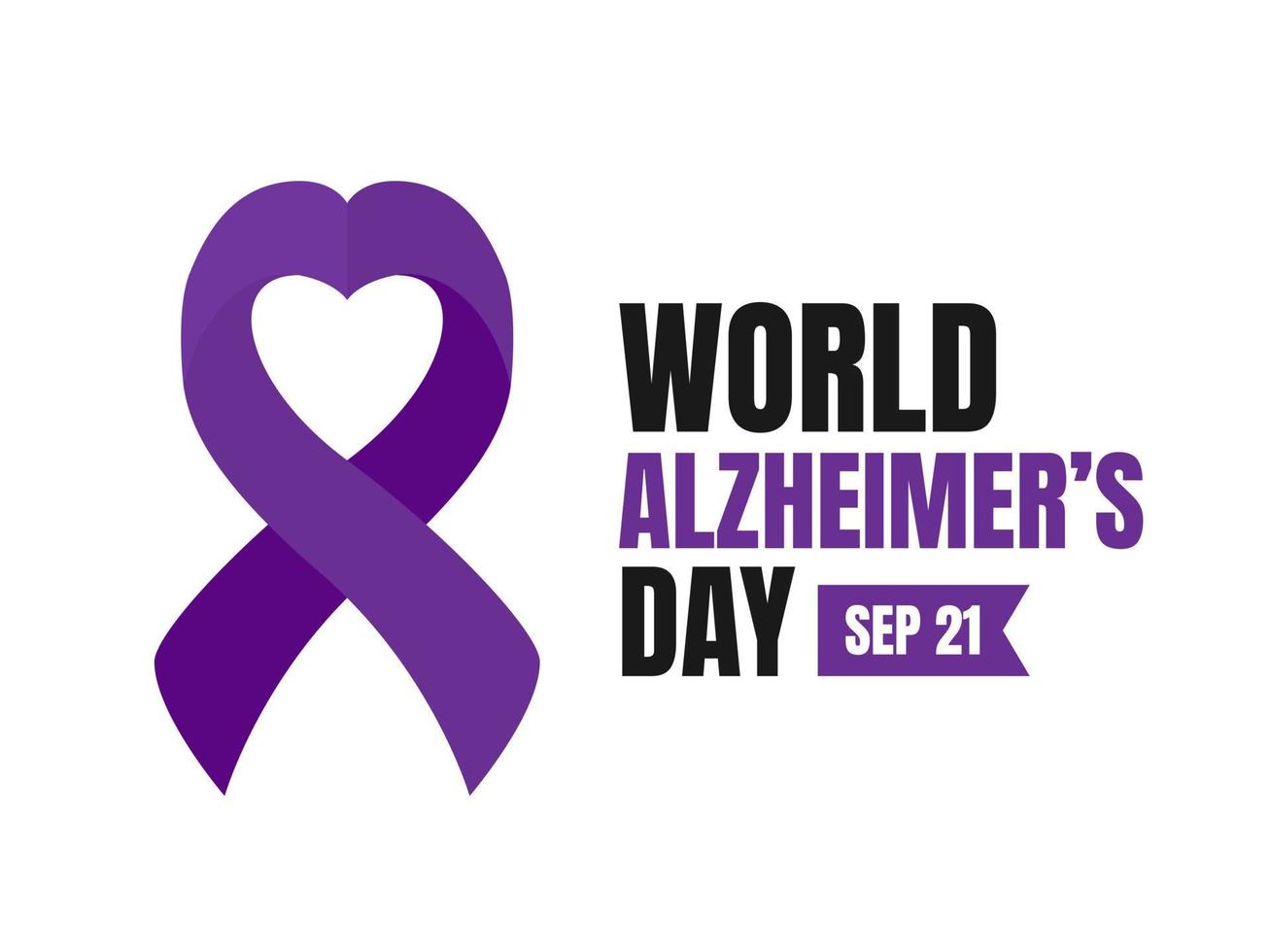 World Alzheimer's Day Concept Design. Alzheimer awareness illustration wirh purple ribbon vector
