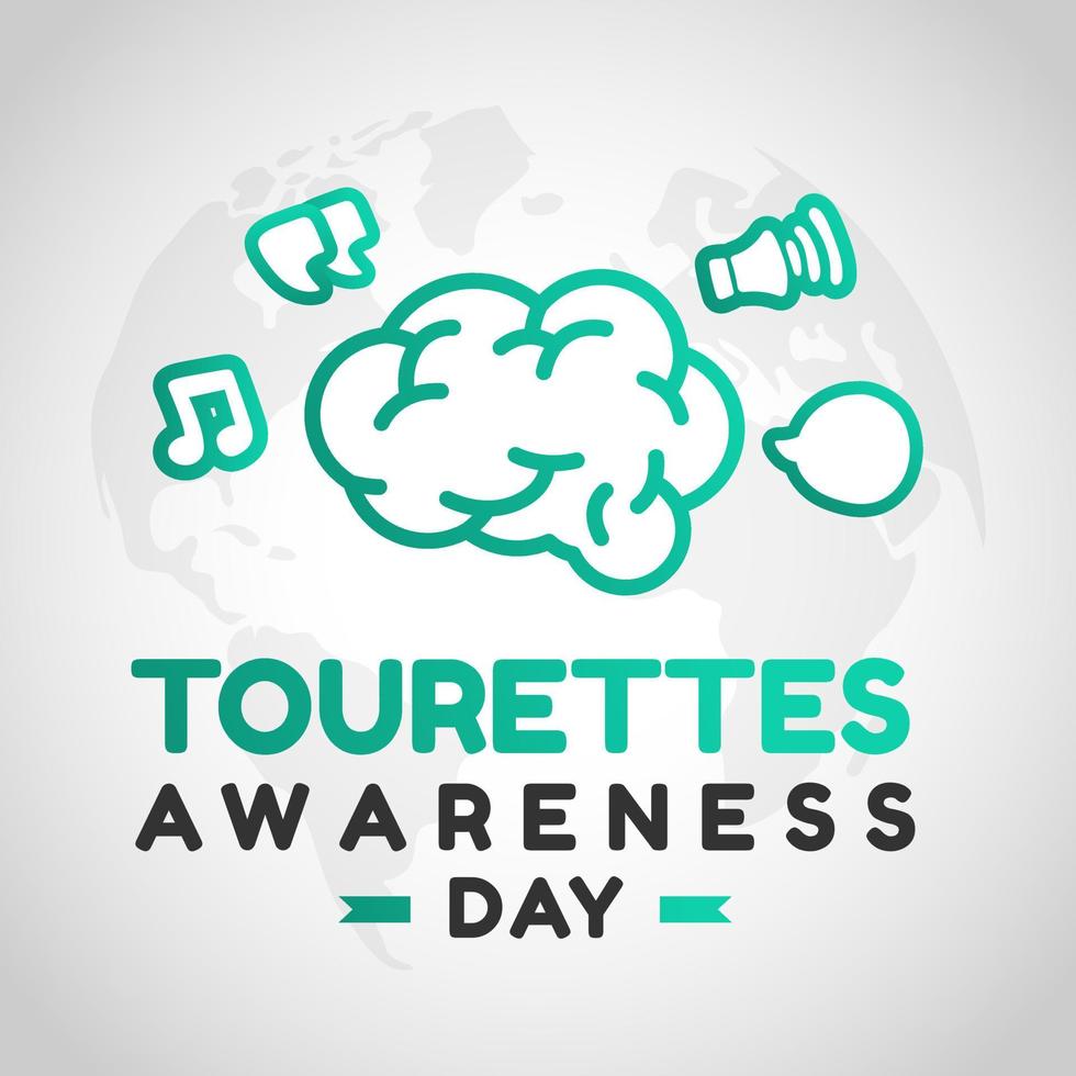 Tourettes Awareness Day Design. Tourette Syndrom Month Concept with Teal Ribbon vector