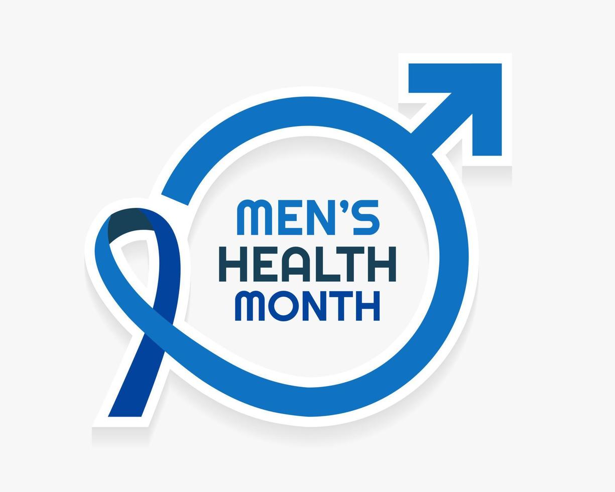 Men's Health Month Design with blue awareness ribbon concept vector