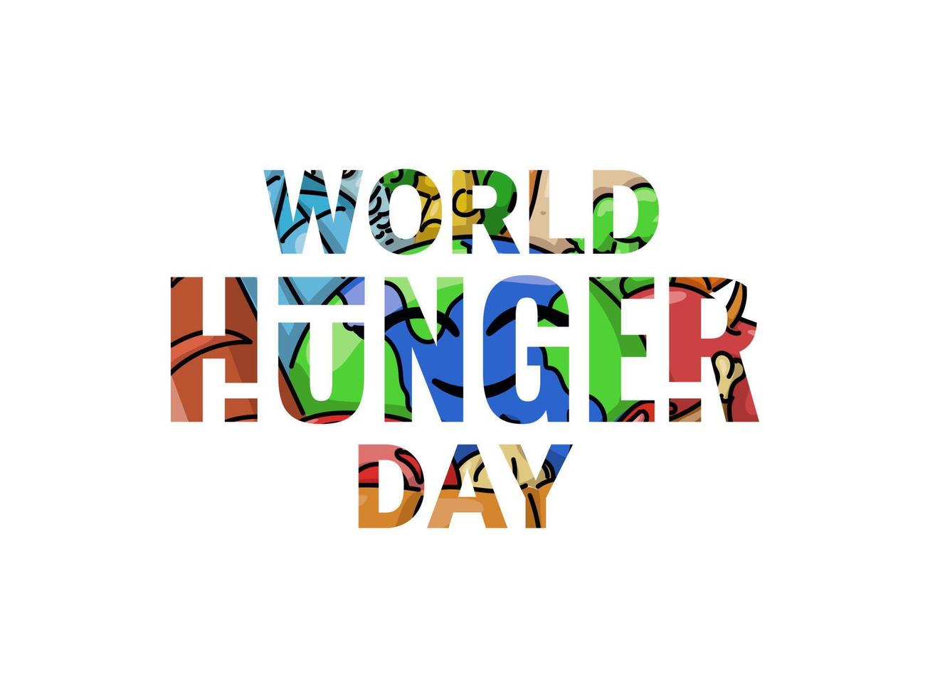 World Hunger Day and food day Design for call attention to the global food crisis illustration vector