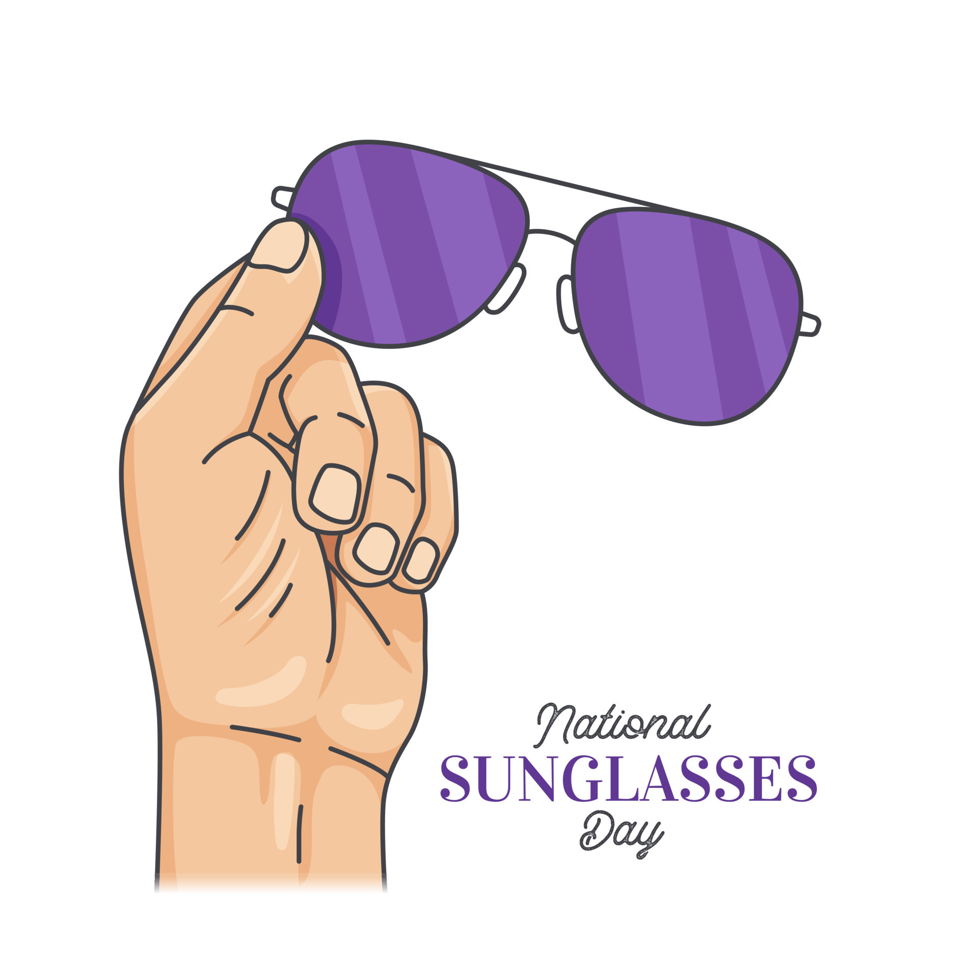 National Sunglasses Day Vector Design. Hand holding glasses