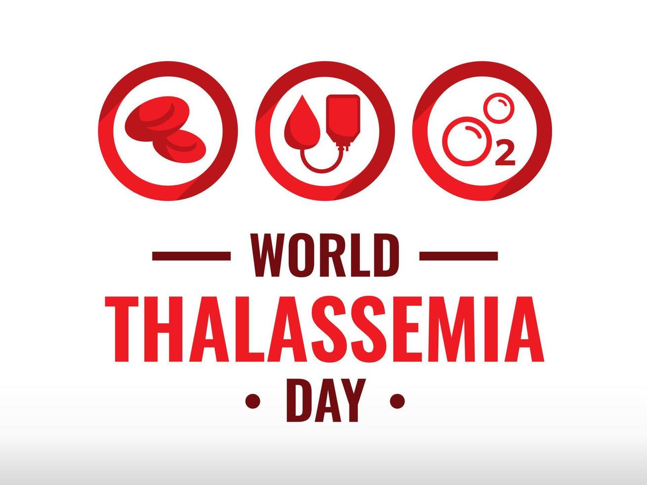 World Thalassemia Day Design. Blood Disease with red blood cells, blood bags, oxygen symbol vector