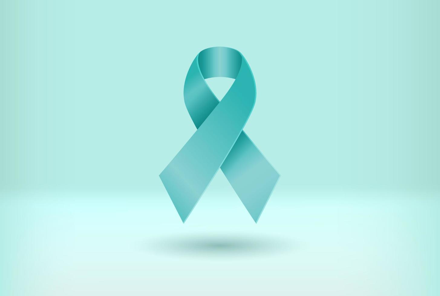 Teal Ribbon to raised awareness for ovarian cancer, rape, food allergies, Tourette Syndrome vector