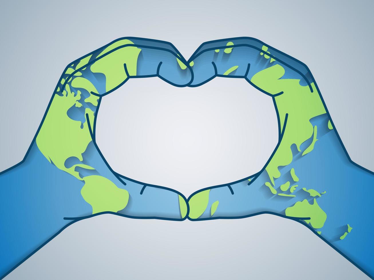 Hands In The World Map Forming Heart Shape for international peace world day vector