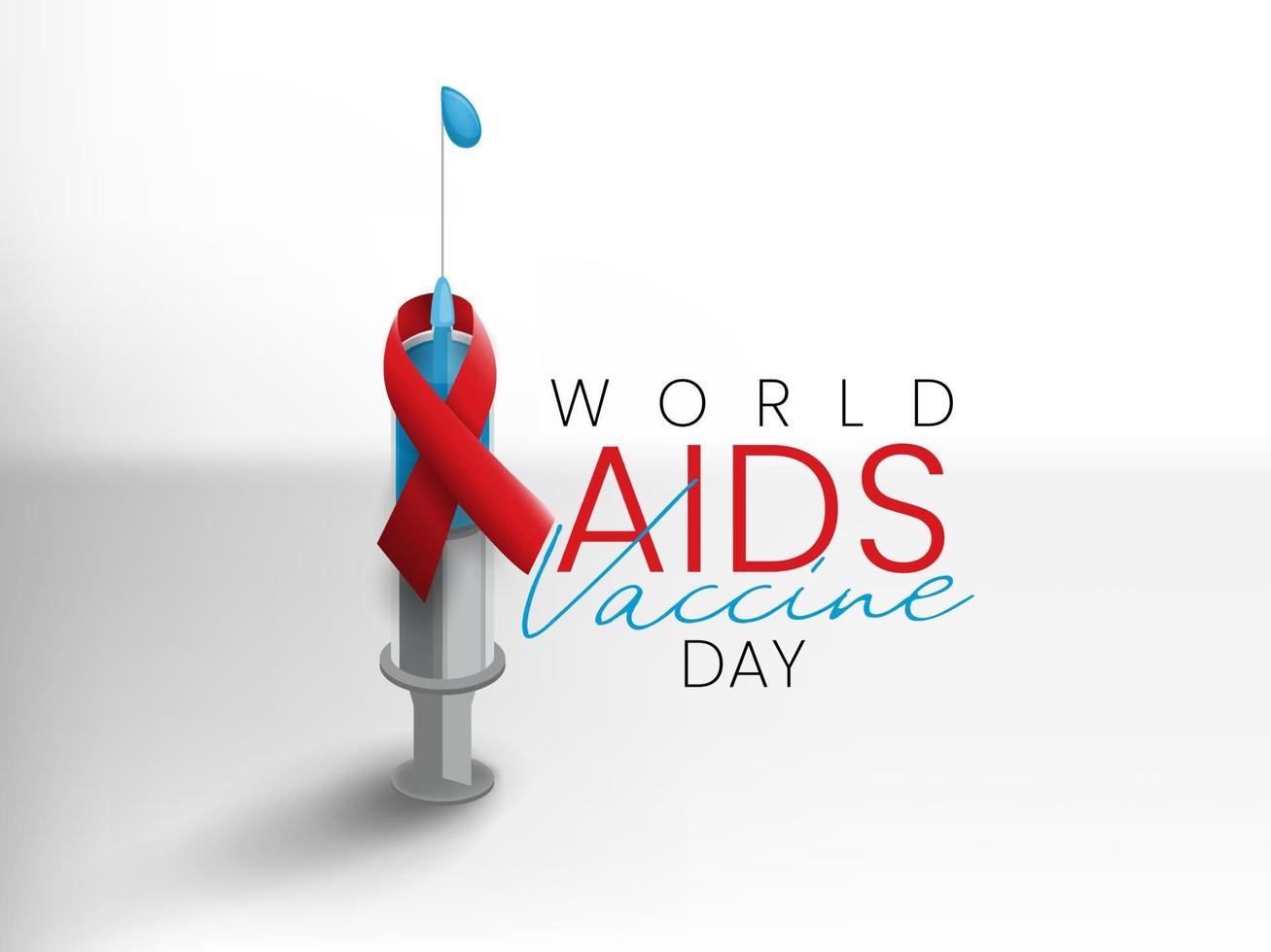 World AIDS Vaccine Day Design. Red AIDS Ribbon and HIV vaccine awareness illustration vector