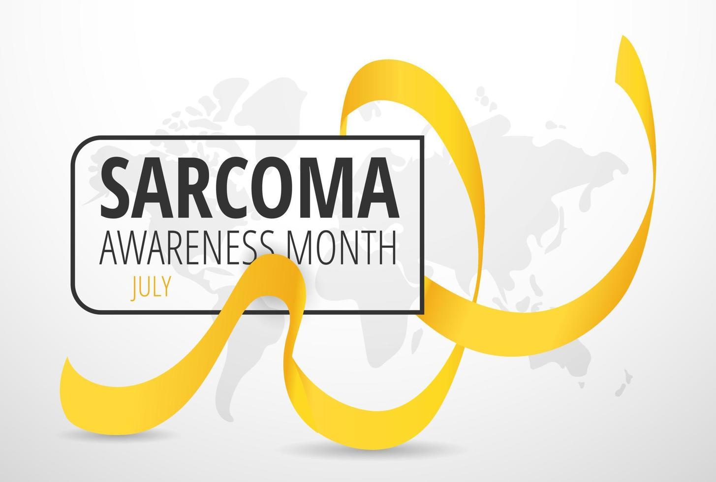 Sarcoma Cancer Awareness Month Design. Realistic Yellow Ribbon. July is Bone awareness month vector