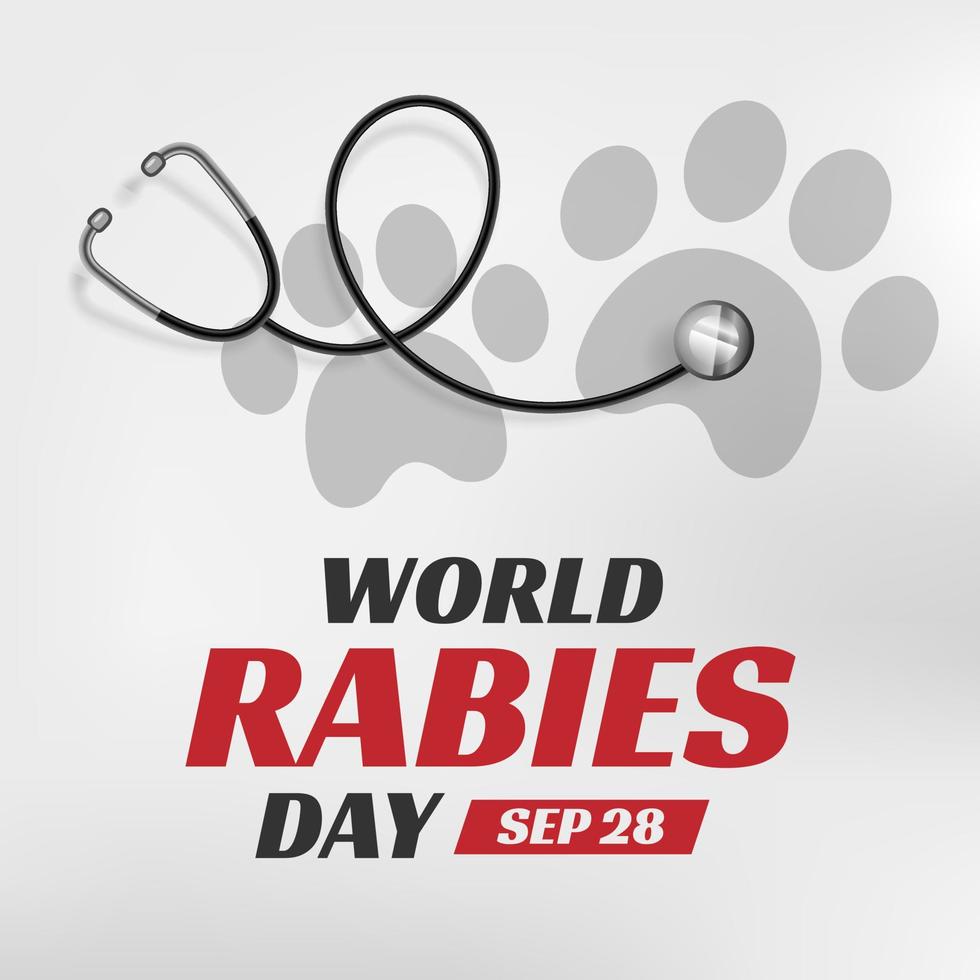 World Rabies Day concept with stethoscope, symbolic bone and paw vector