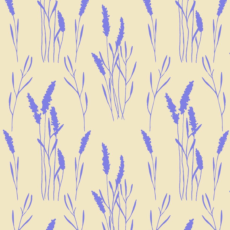 Lavender violet pattern , stamp imprint twigs flower. vector