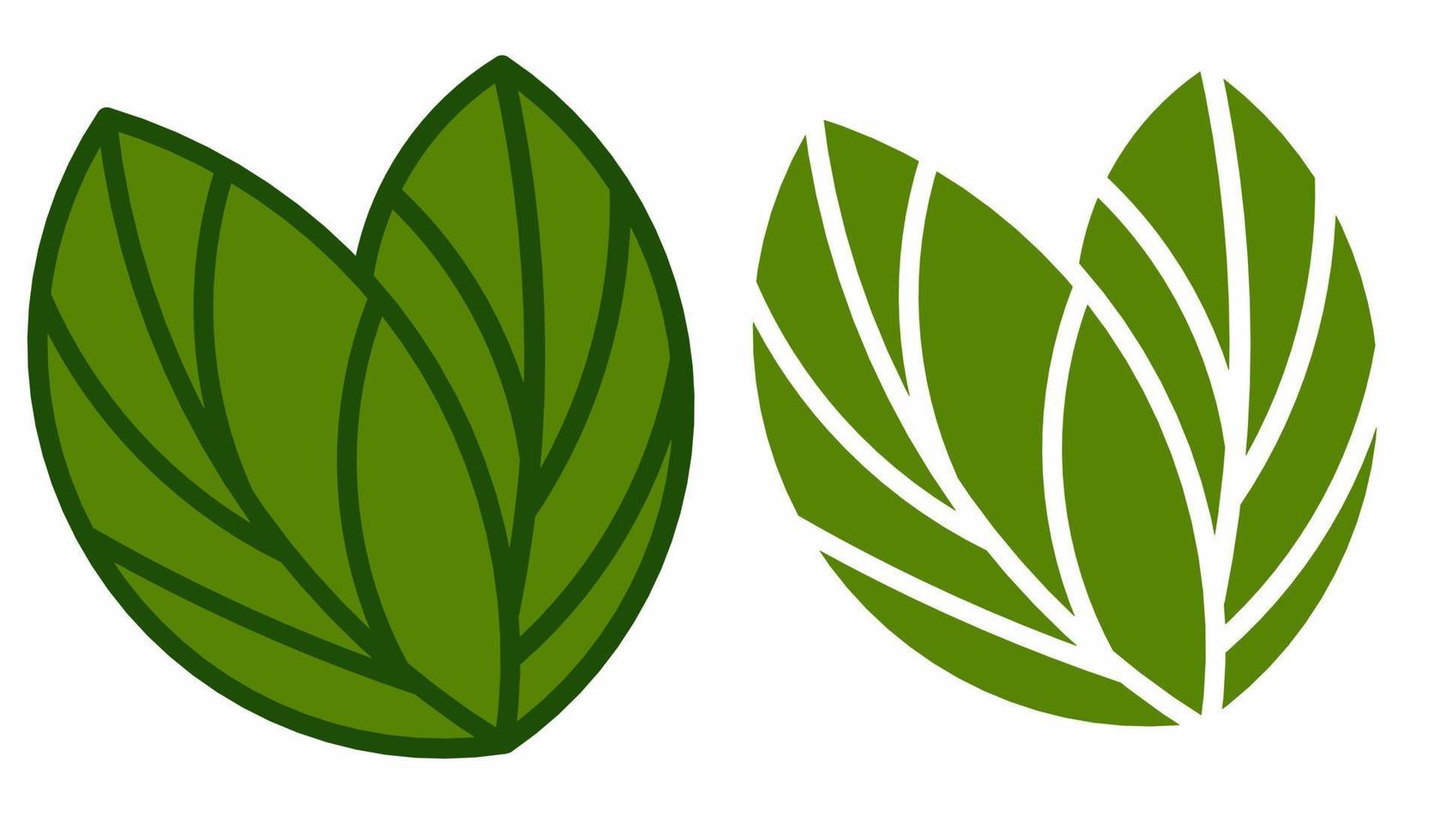 Set green leave for eco symbol, icon, print vector