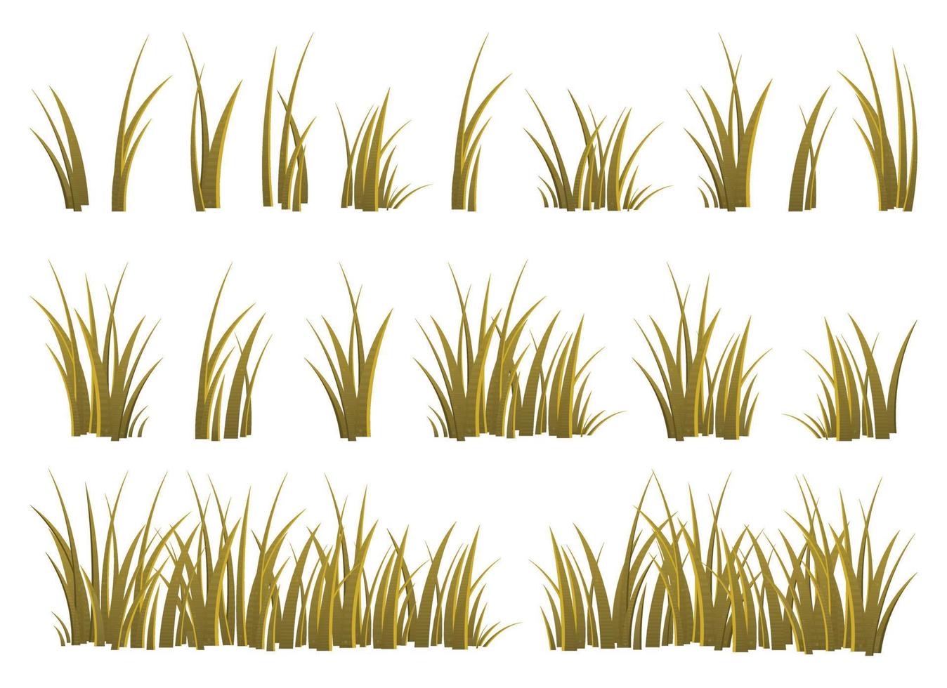 Cartoon grass leaves collection vector illustration isolated on white