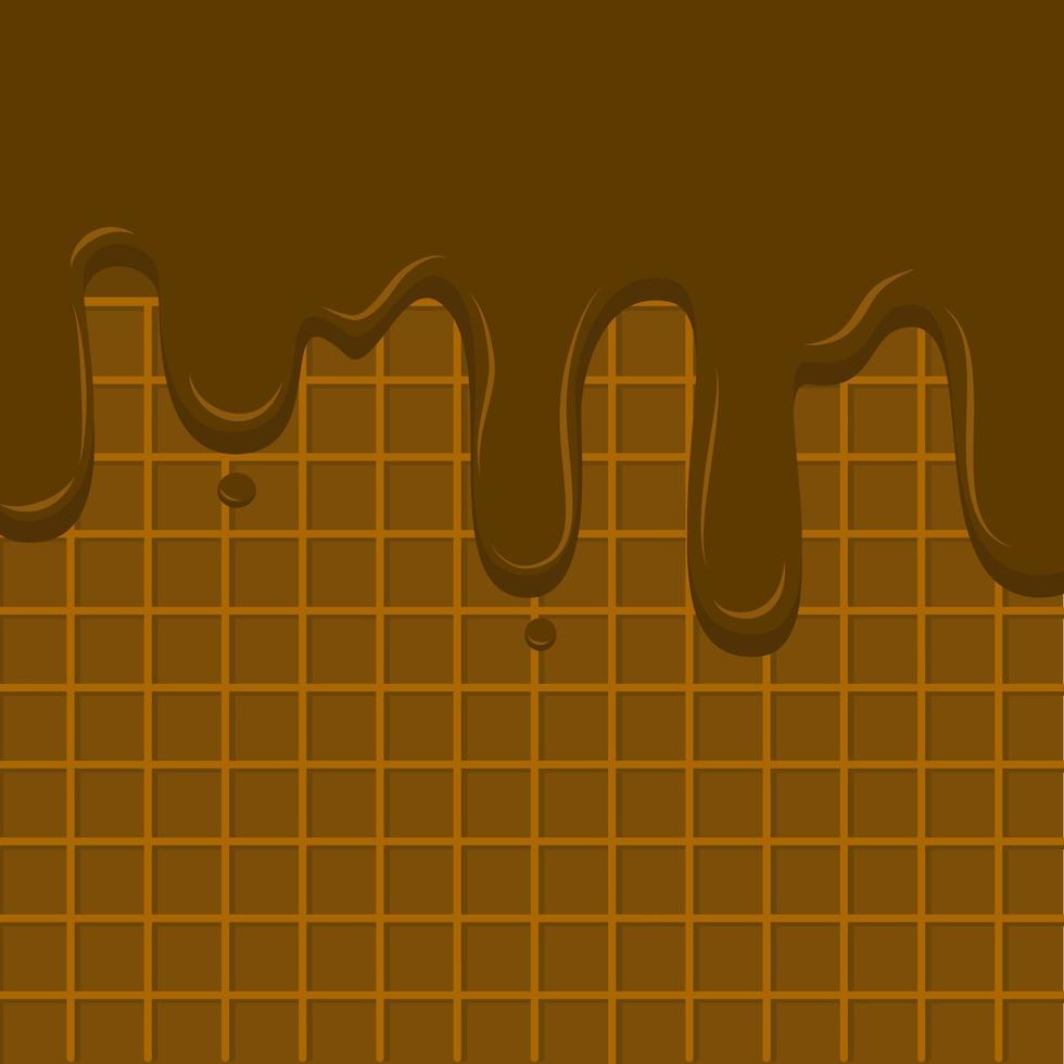 Chocolate ice cream melting on wafer. Concept about food and summer seasonal. vector