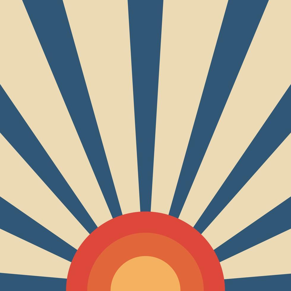 Vintage sun and sunburst or sun rays retro background. Nostalgia abstract background. vector