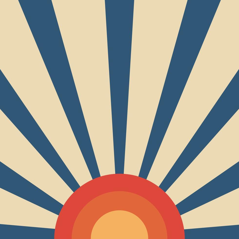 Vintage sun and sunburst or sun rays retro background. Nostalgia abstract background. vector