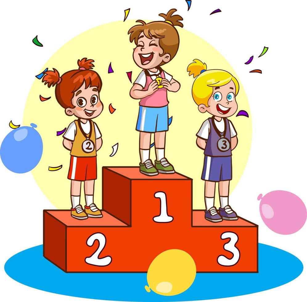 medal ceremony for athletes cartoon vector