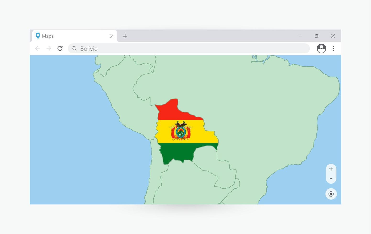 navegador ventana con mapa de bolivia, buscando bolivia en Internet. vector