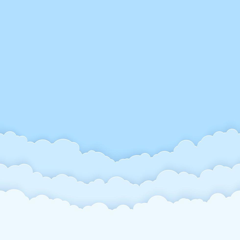 Horizontal seamless clouds. Skyline repeat texture. Blue sky background. Paper clouds layers. Vector illustration