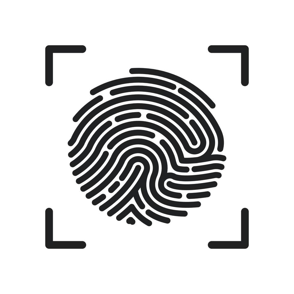 Circle Fingerprint icon design for app. Finger print flat scan. Simple imprint web icon. Vector illustration