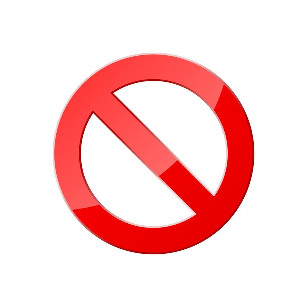 Stop icon for web and app. Red crossed circle. Ban sticker pictogram. Vector illustration isolated on white background
