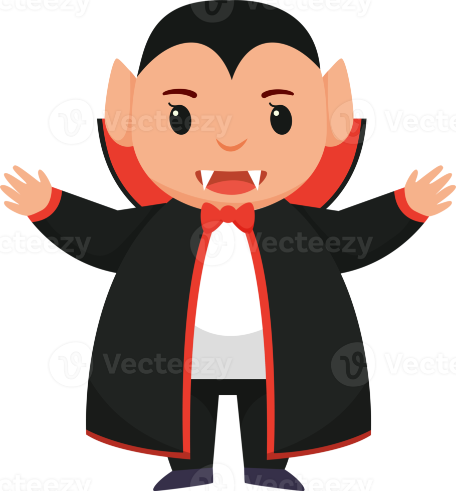 Halloween character kid cartoon in Halloween vampire costume png