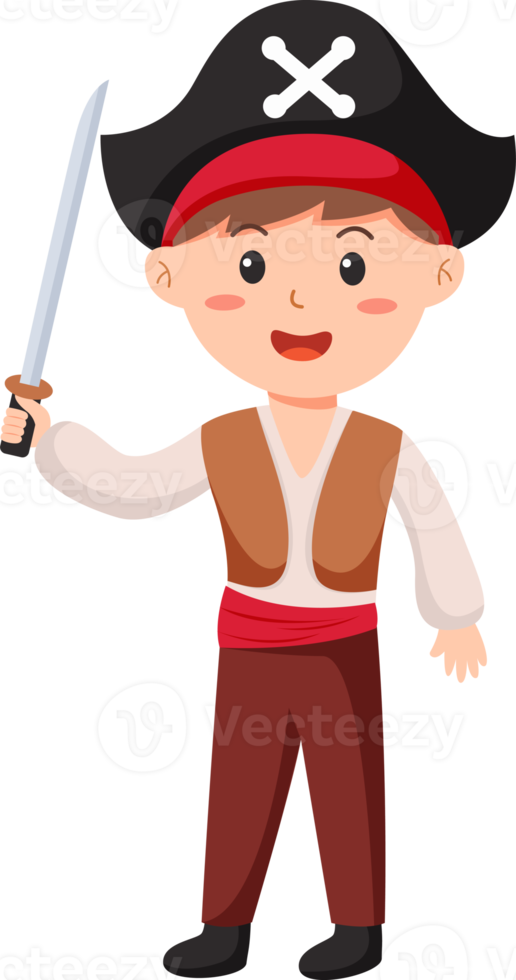 Halloween character kid cartoon in Halloween pirate costume png