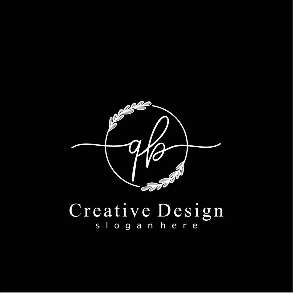 Initial QB beauty monogram and elegant logo design, handwriting logo of initial signature, wedding, fashion, floral and botanical logo concept design. vector