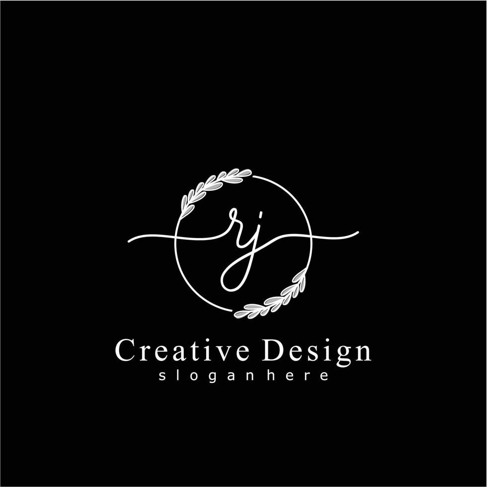 Initial RJ beauty monogram and elegant logo design, handwriting logo of initial signature, wedding, fashion, floral and botanical logo concept design. vector