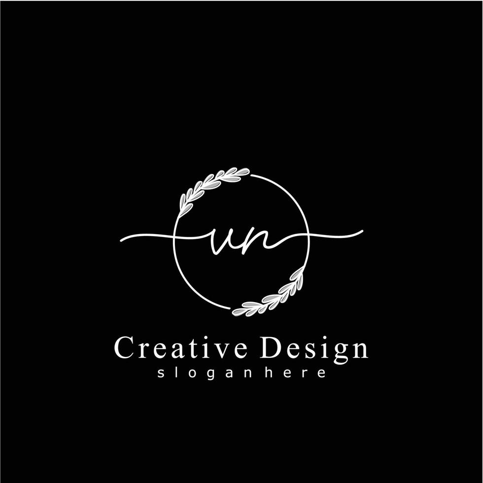 Initial VN beauty monogram and elegant logo design, handwriting logo of initial signature, wedding, fashion, floral and botanical logo concept design. vector