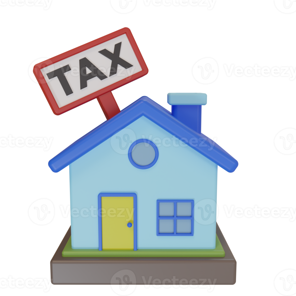 3d le rendu. minimaliste style mignonne maison icône et impôt alerte planche. illustration de rappel à Payer Résidentiel propriété impôt png