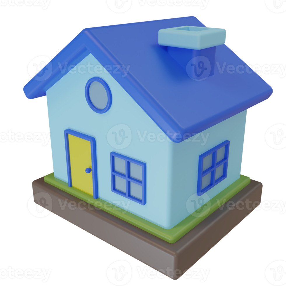 minimalistische stijl schattig huis icoon, 3d geven illustratie. concept voor huis uitverkoop banier en bestemming adres Aan folder png