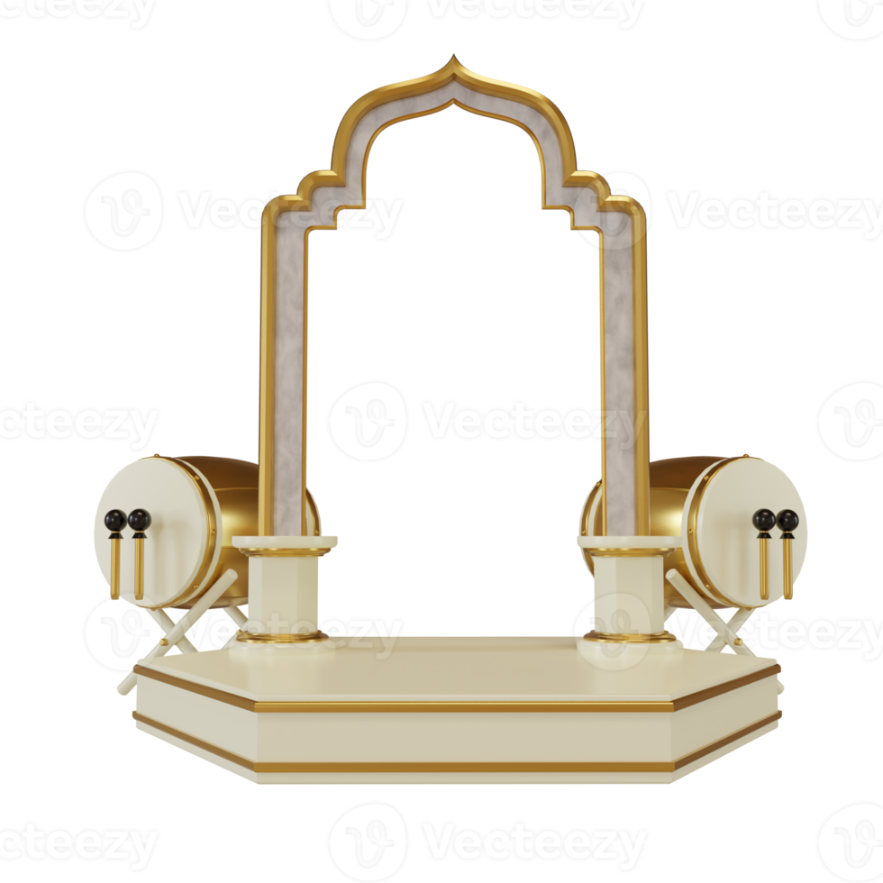 Podium zum Werbung Produkt mit Ramadan und eid Mubarak Konzept. 3d Rendern Illustration zum Karten. png