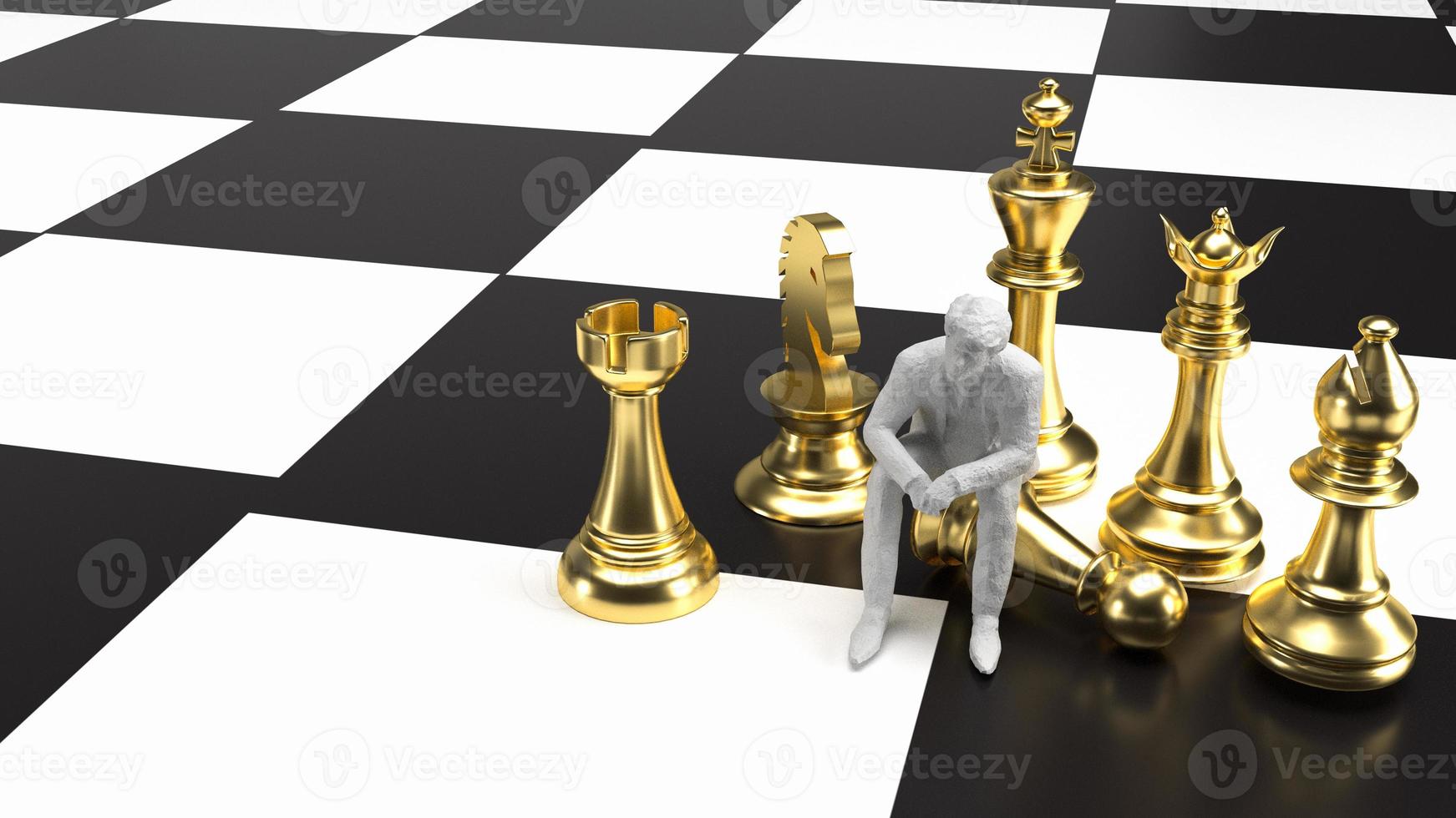 Gold chess and man for Business concept 3d rendering photo