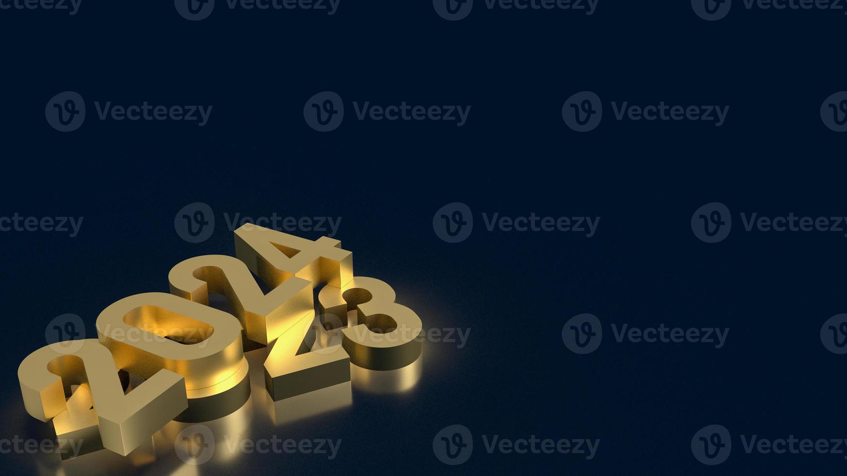 Gold number 2023 and 2024 for Business concept 3d rendering photo