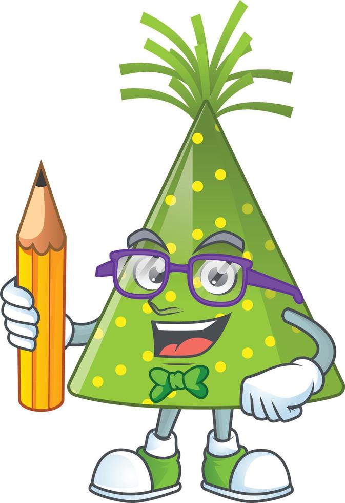 Cartoon character of green party hat vector