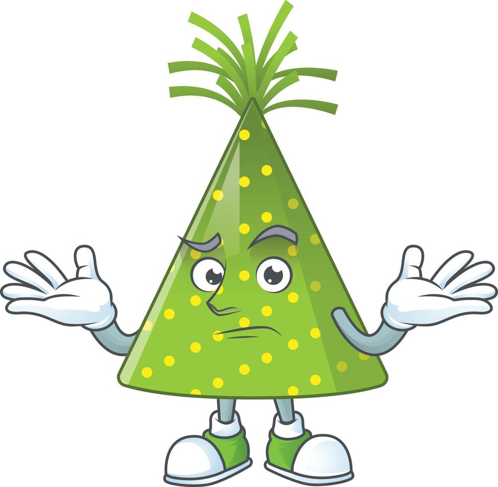 Cartoon character of green party hat vector