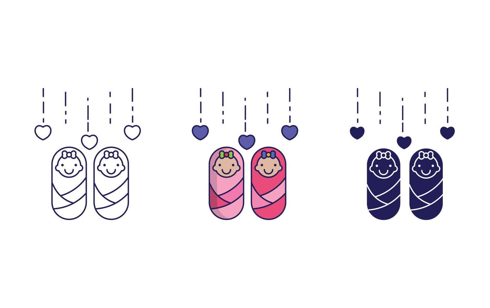 Twins baby vector icon