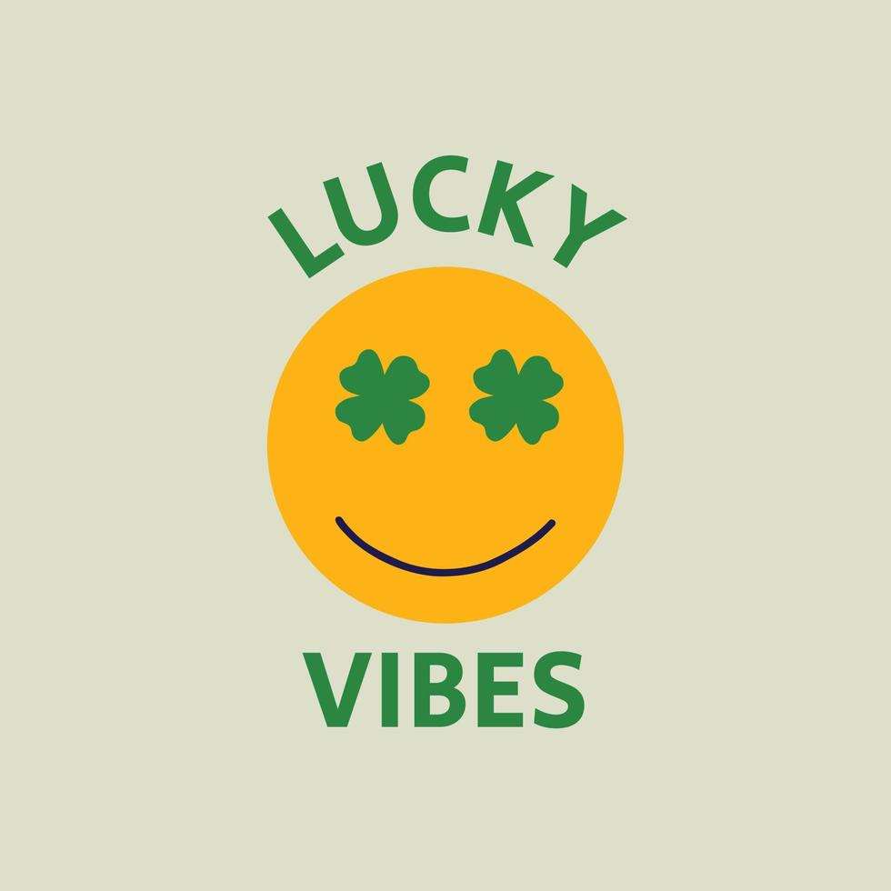 Saint Patrick's Day vector illustration concept with happy emoji clover eyes and typography