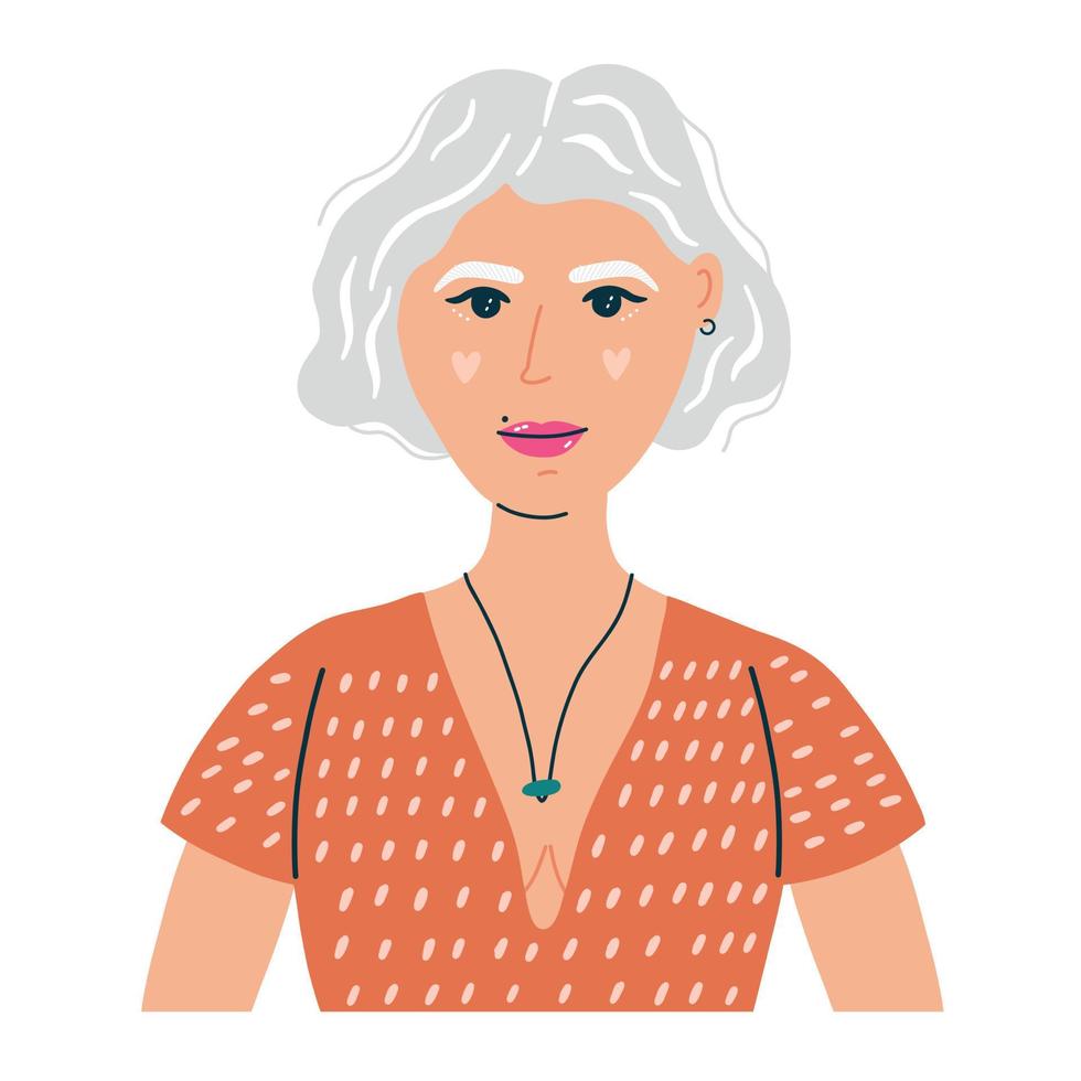 Portrait avatar modern woman with white hair vector