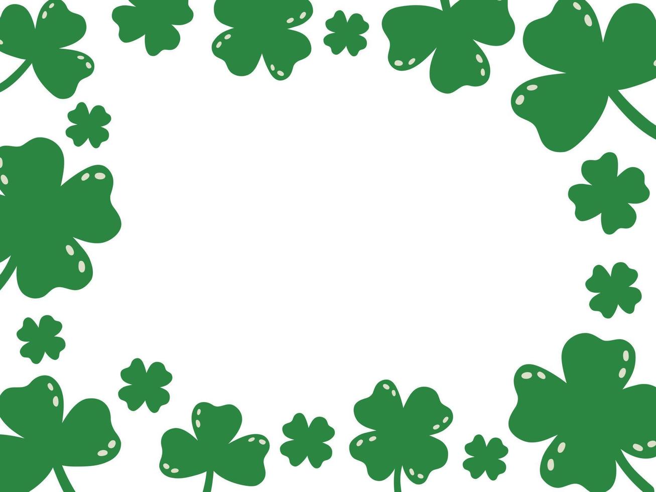 Saint Patrick's Day vector white background frame with green clover