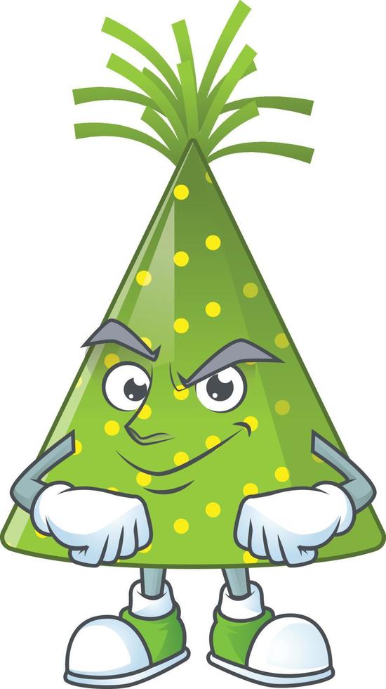 Cartoon character of green party hat vector