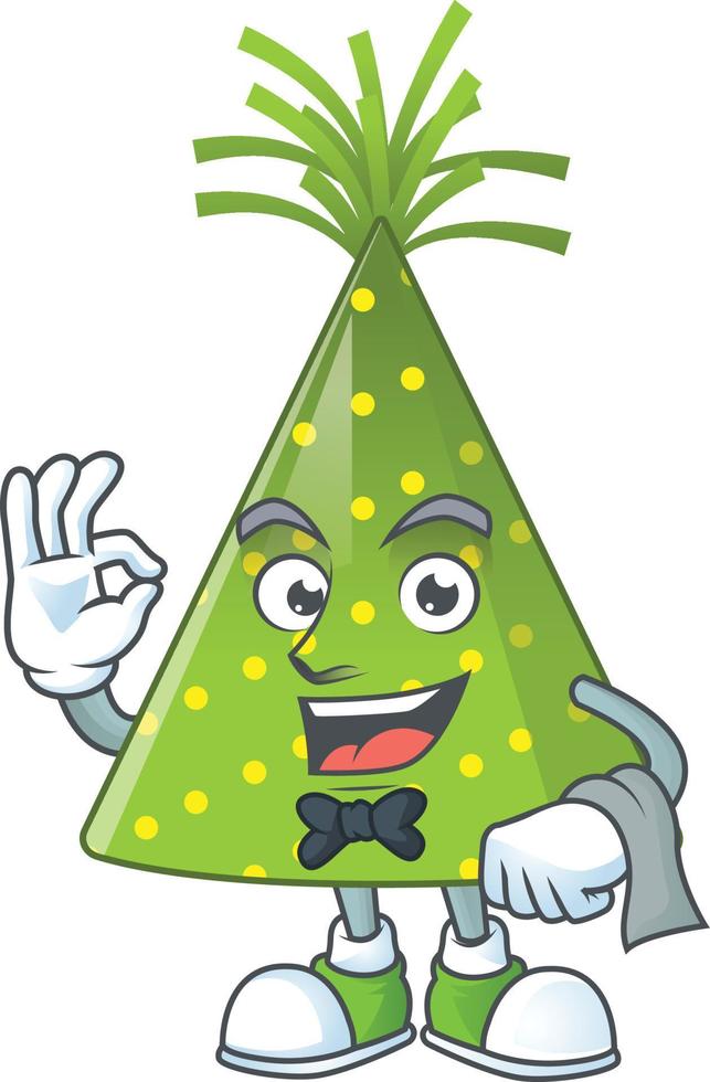 Cartoon character of green party hat vector