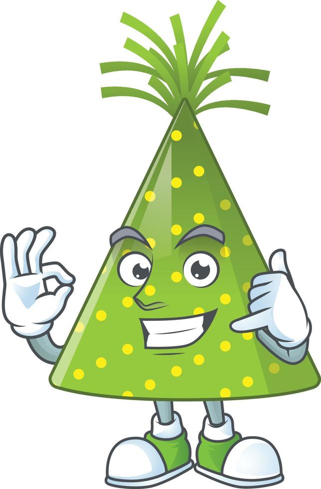 Cartoon character of green party hat vector