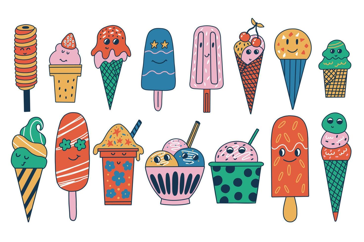 Set Groovy Ice Cream vector