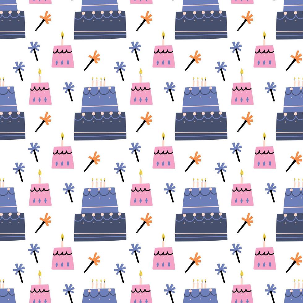 Pattern birthday cake with confetti vector