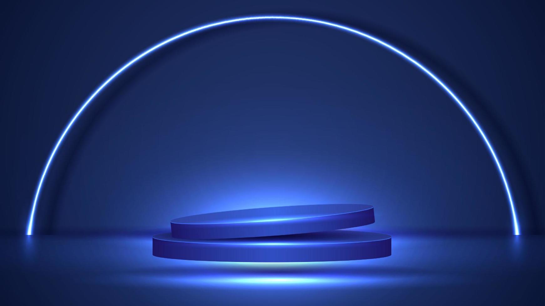 Podium or stand with line gradient neon in Sci-fi. abstract scene with pink and blue neon frame. vector rendering product display. futuristic minimal scene. vector design.