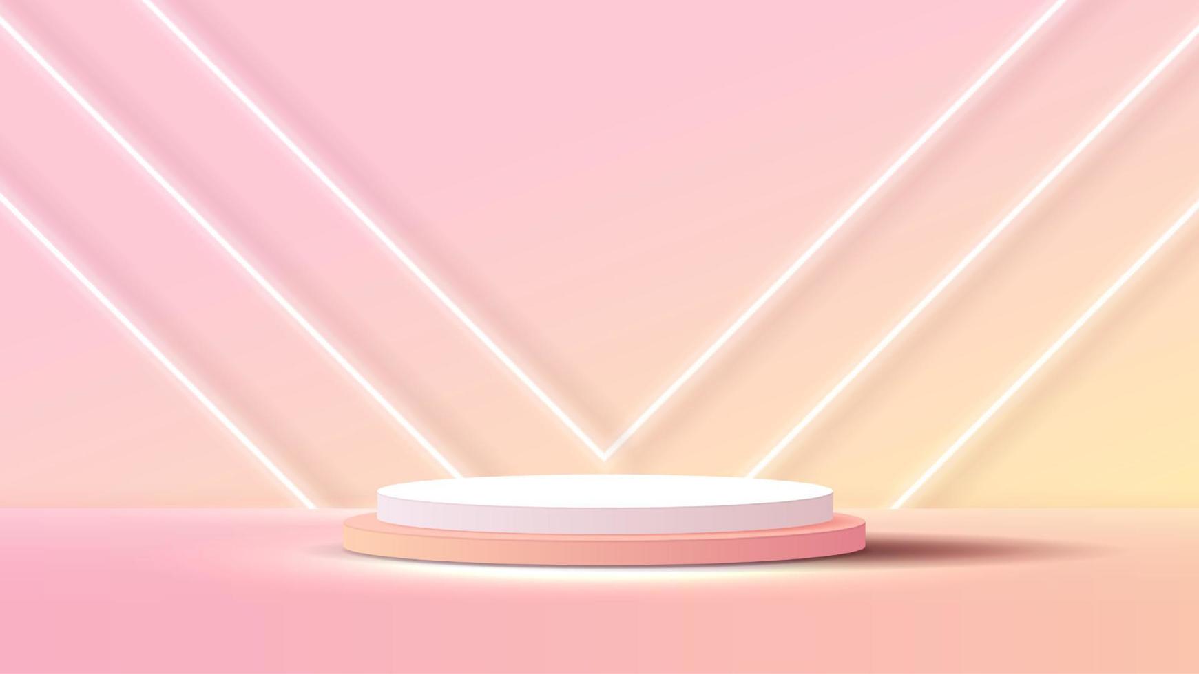 monitor podio o estar con amarillo y rosado degradado para producto presentación en pastel colores habitación. mínimo estilo ideal para presentación producto plataforma, anuncio publicitario, paquete demostración. vector. vector