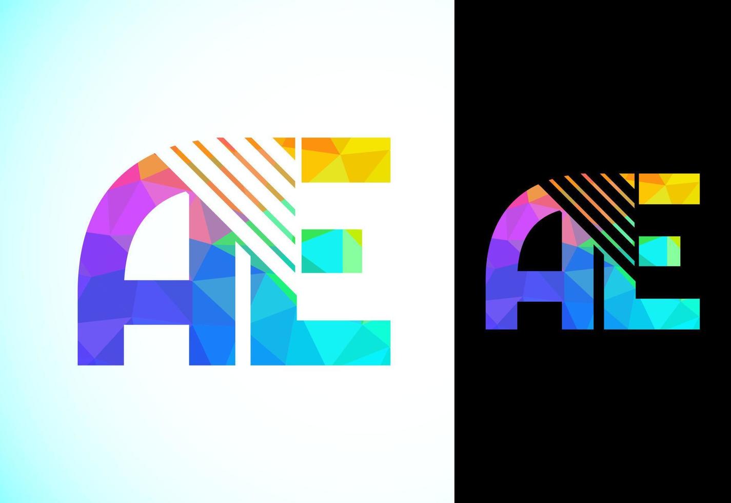 Polygonal Letter A E Logo Design Vector Template. Low Poly Graphic Alphabet Symbol For Corporate Business Identity