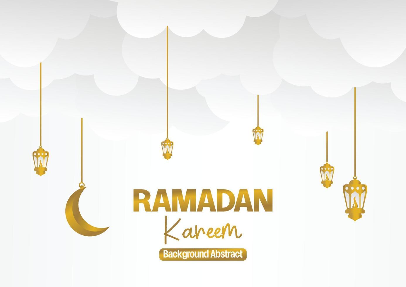 Ramadán kareem saludo bandera o tarjeta diseño con 3d papel cortar ornamento de islámico linterna, Luna en dorado y gris antecedentes. vector ilustración. sitio para texto