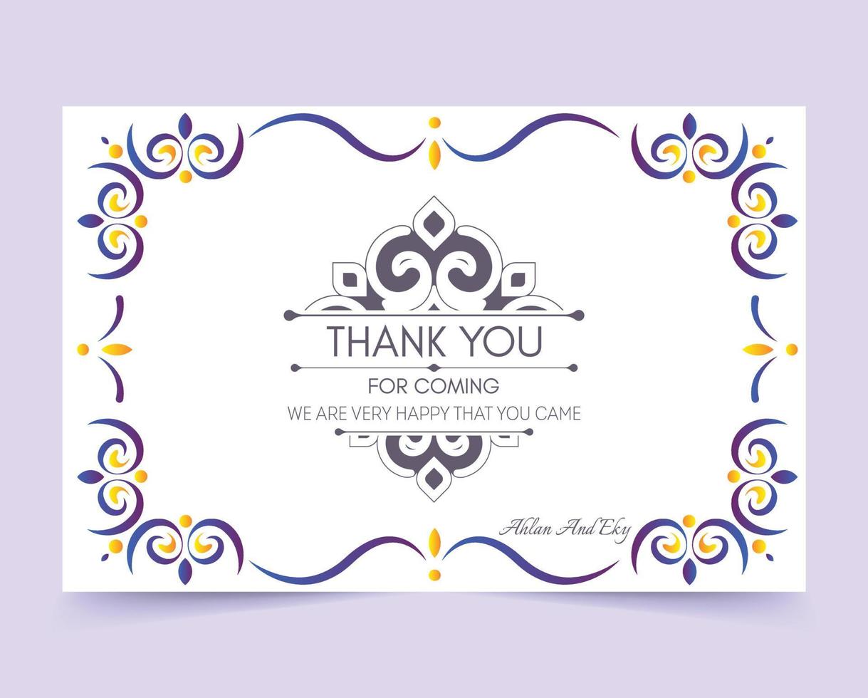 classic thank you wedding card vector